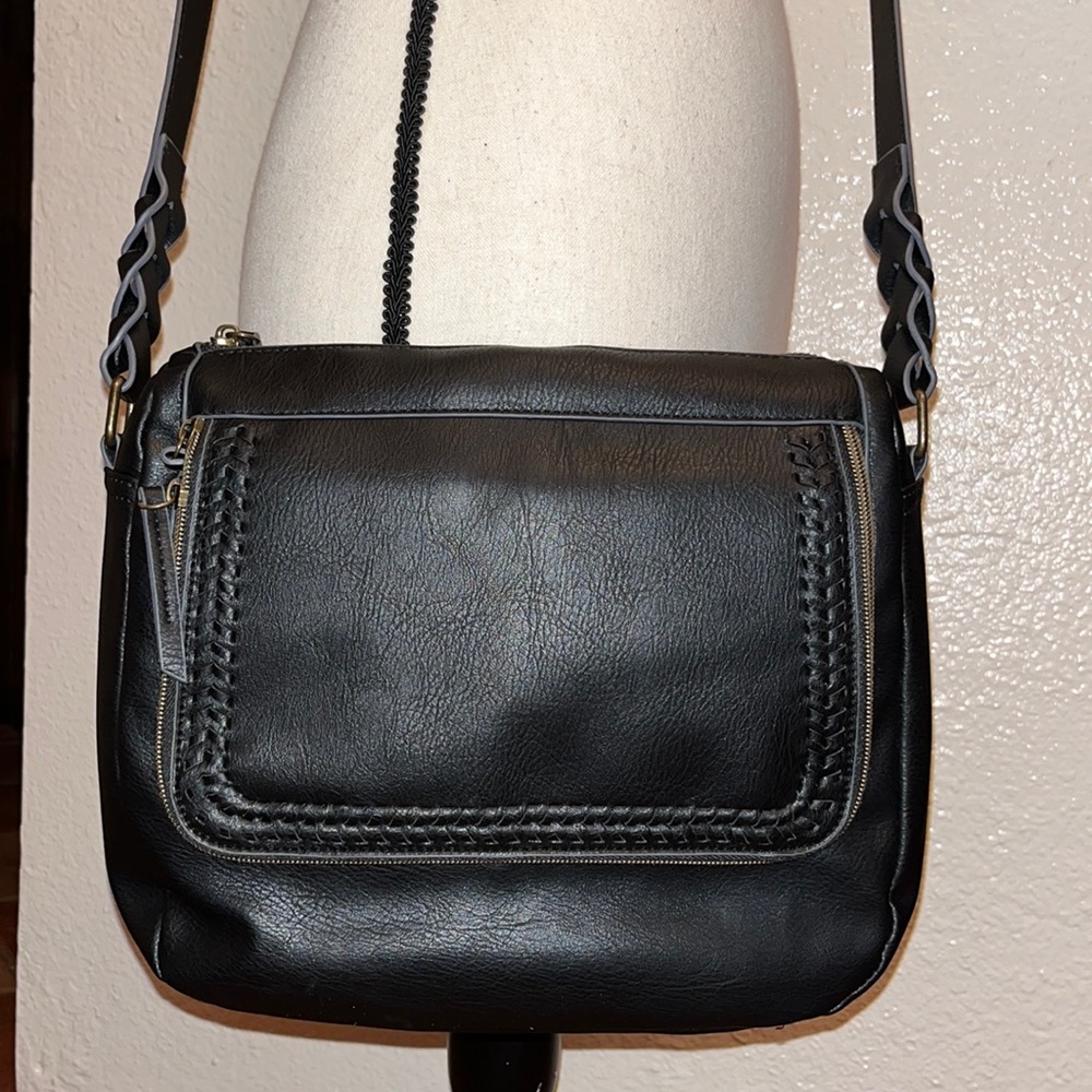 Black leather Flap Crossbody bag
